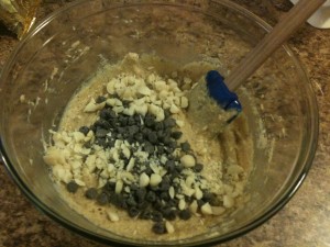 PaleoCookiesRecipe-addchocolatechips Mix in chocolate chips and macadamia nuts to taste